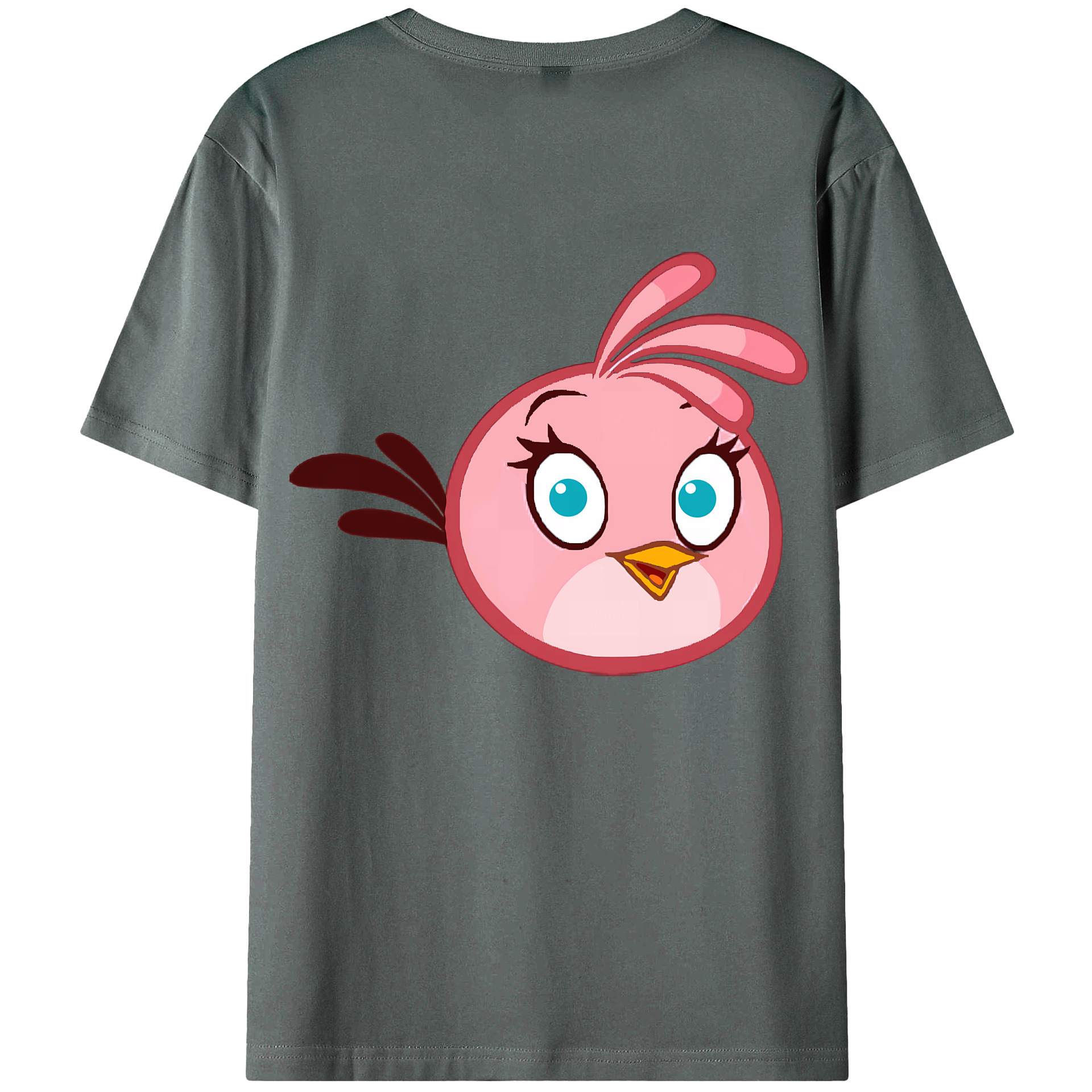 （画像用） Angry Birds アングリーバード 綿100％ メンズ半袖Tシャツ（バックプリント） 通気性